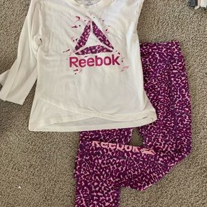 Girls Reebok workout leggings and long sleeved top size 7/8